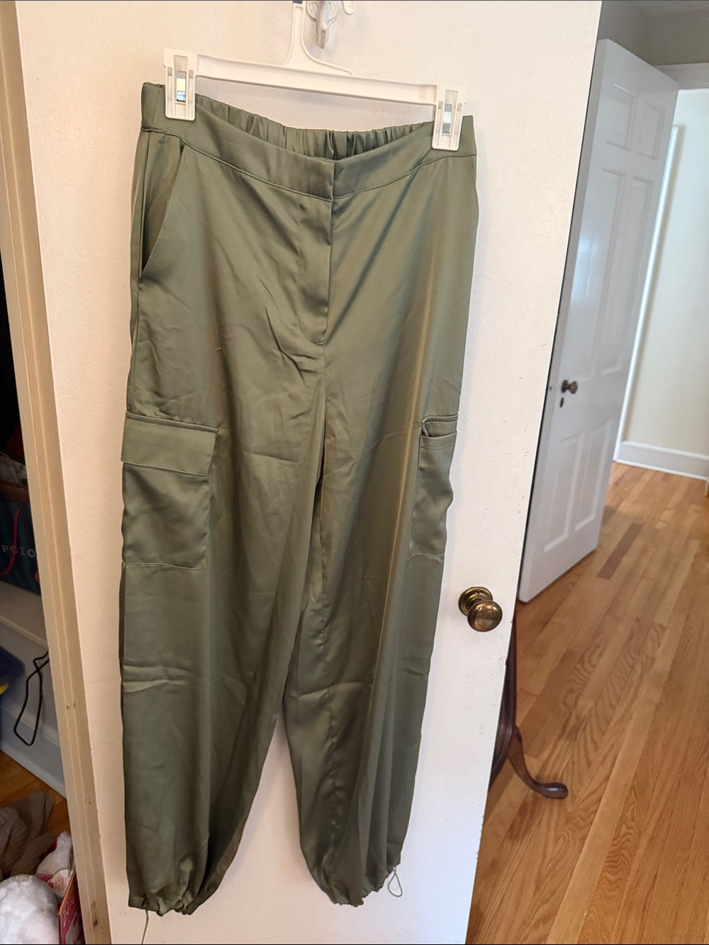 Olive Utility Track Pants with Elastic Ankles
